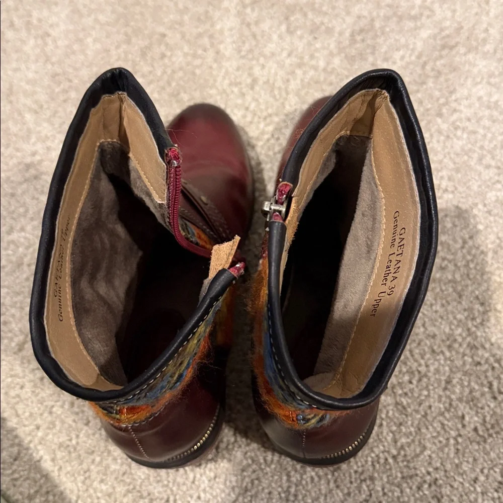 L’Artiste Tapestry Leather Boots Sz 39 - Picture 9 of 9